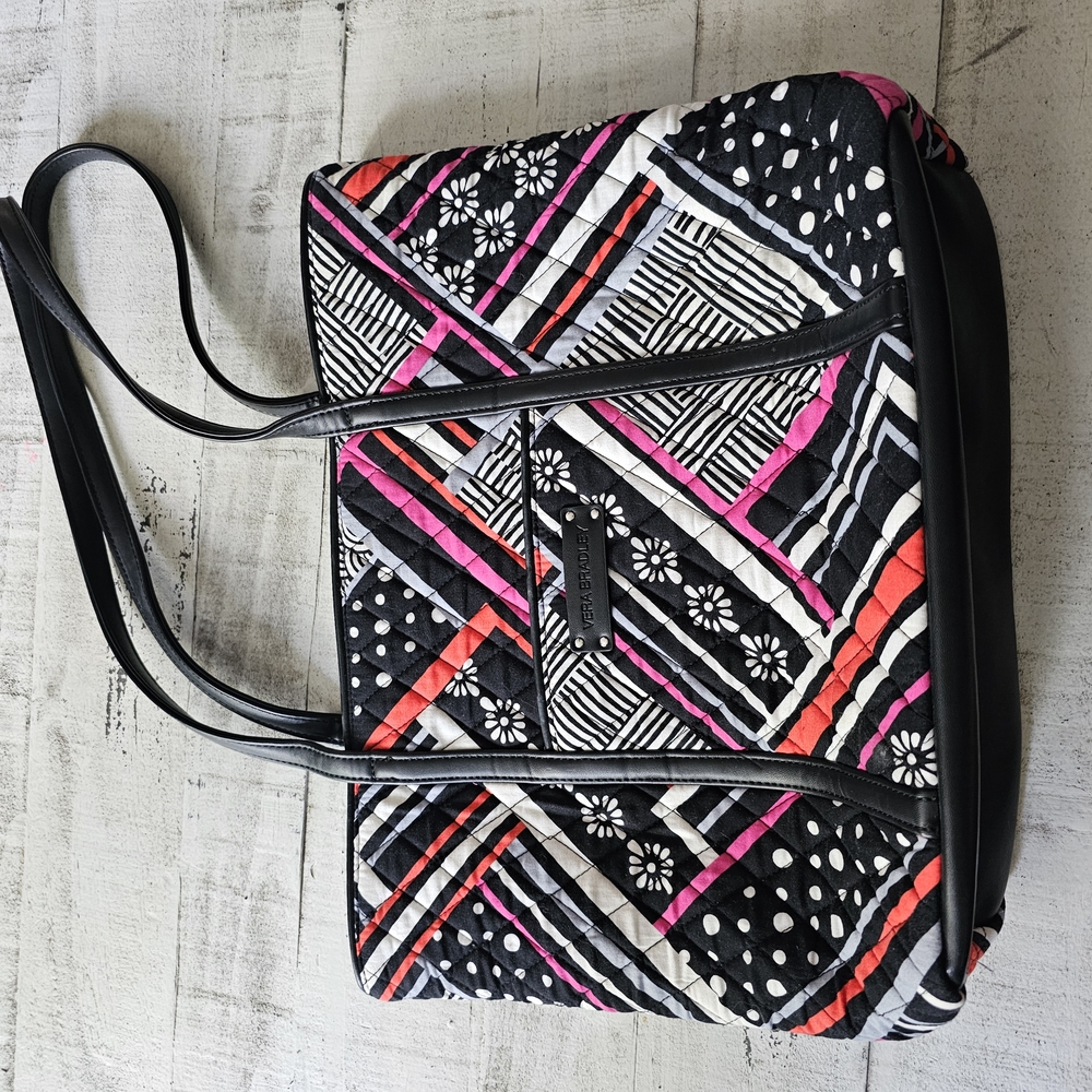 Vera Bradley Black and Pink Patterned Tote Bag
